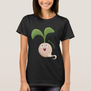 Cute happy seed sprout cartoon illustration T-Shirt
