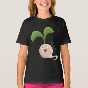 Cute happy seed sprout cartoon illustration T-Shirt