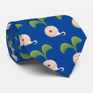 Cute happy seed sprout cartoon illustration tie