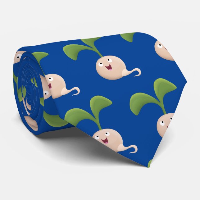 Cute happy seed sprout cartoon illustration tie (Rolled)