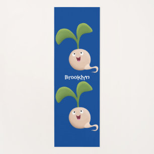 Cute happy seed sprout cartoon illustration yoga mat