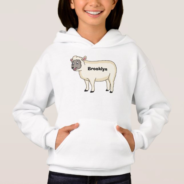Cute happy sheep cartoon illustration (Front)