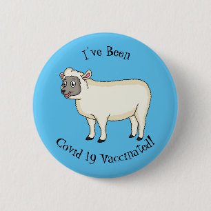 Cute happy sheep cartoon illustration 6 cm round badge