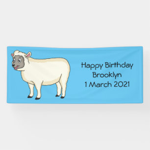 Cute happy sheep cartoon illustration banner