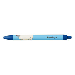 Cute happy sheep cartoon illustration black ink pen