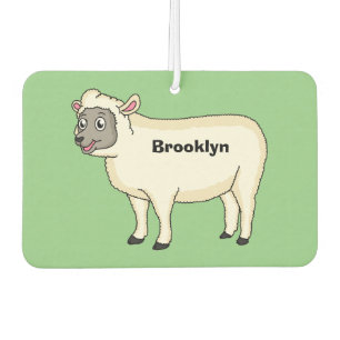Cute happy sheep cartoon illustration car air freshener
