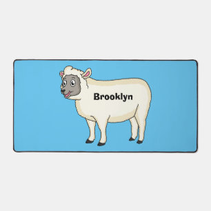 Cute happy sheep cartoon illustration desk mat