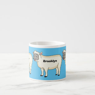 Cute happy sheep cartoon illustration espresso cup