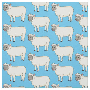 Cute happy sheep cartoon illustration fabric