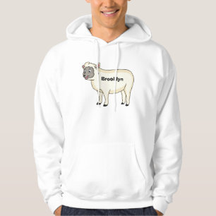 Cute happy sheep cartoon illustration  hoodie