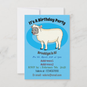 Cute happy sheep cartoon illustration invitation