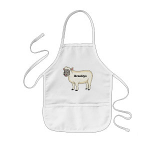 Cute happy sheep cartoon illustration kids apron