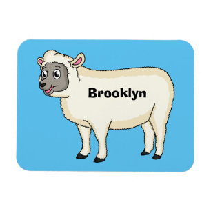 Cute happy sheep cartoon illustration magnet