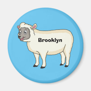 Cute happy sheep cartoon illustration magnet