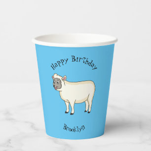 Cute happy sheep cartoon illustration paper cups