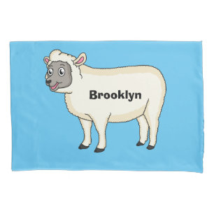 Cute happy sheep cartoon illustration pillowcase