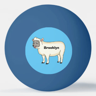 Cute happy sheep cartoon illustration  ping pong ball
