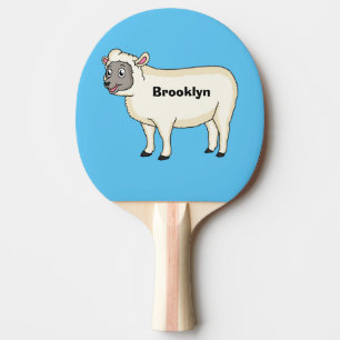 Cute happy sheep cartoon illustration ping pong paddle