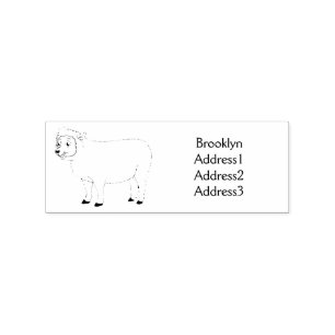 Cute happy sheep cartoon illustration rubber stamp