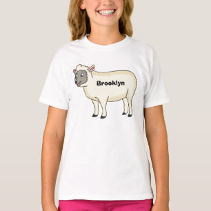 Cute happy sheep cartoon illustration  T-Shirt