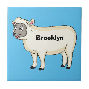Cute happy sheep cartoon illustration tile