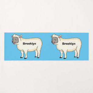 Cute happy sheep cartoon illustration yoga mat