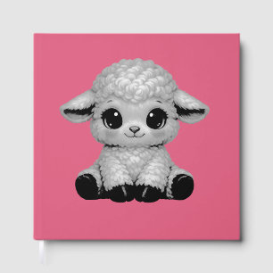 Cute Happy Sheep with Big Eyes Kawaii Farm Animal Guest Book