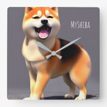 Cute Happy Shiba Inu Custom Portrait Photo & Name