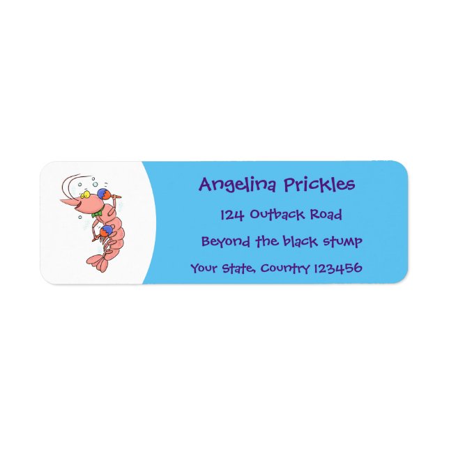 Cute happy shrimp, prawn cartoon (Front)