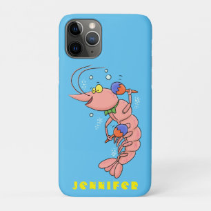 Cute happy shrimp, prawn cartoon Case-Mate iPhone case