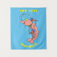 Cute happy shrimp, prawn cartoon