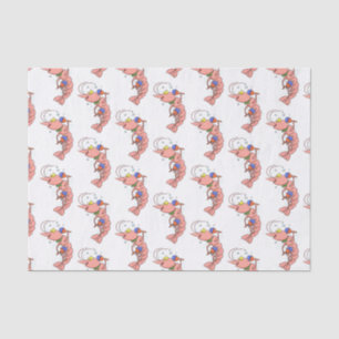 Cute happy shrimp, prawn cartoon tissue paper