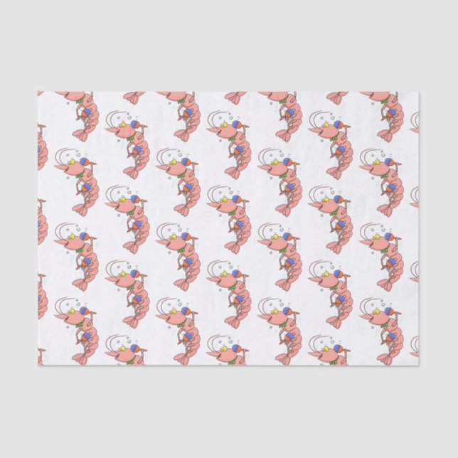Cute happy shrimp, prawn cartoon tissue paper (Front)