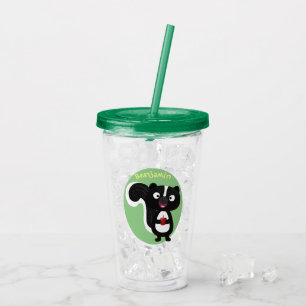Cute happy skunk cartoon illustration acrylic tumbler