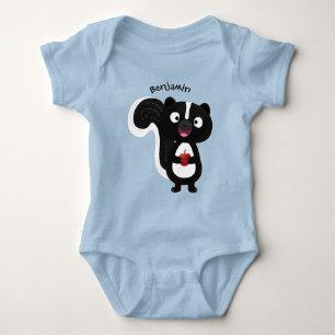 Cute happy skunk cartoon illustration baby bodysuit