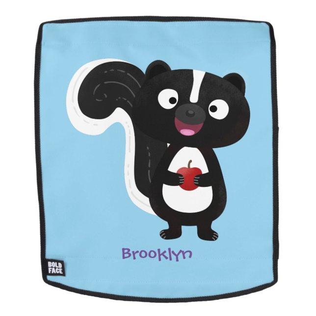 Cute happy skunk cartoon illustration backpack (Removable Face)