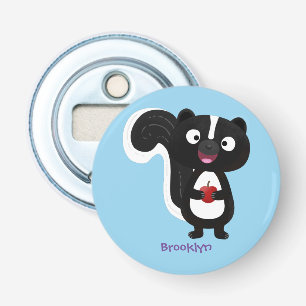 Cute happy skunk cartoon illustration bottle opener