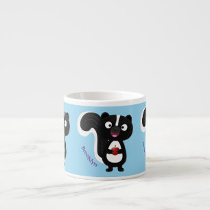 Cute happy skunk cartoon illustration espresso cup