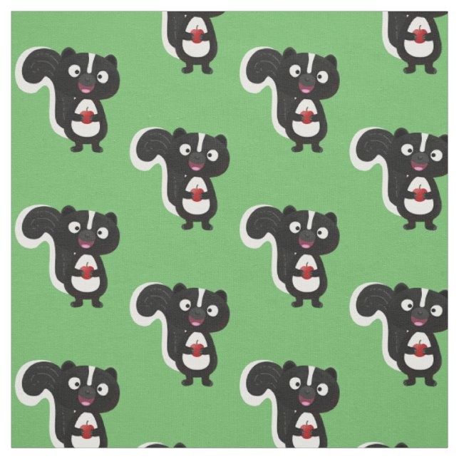 Cute happy skunk cartoon illustration fabric (Swatch)