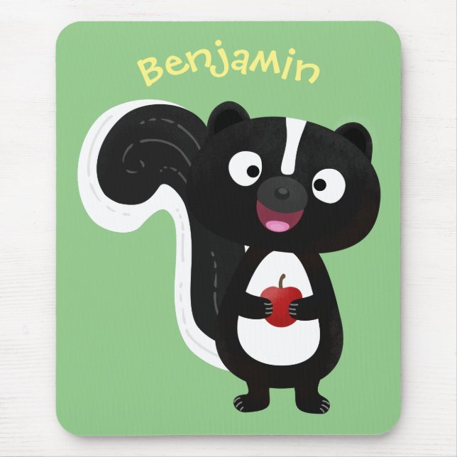 Cute happy skunk cartoon illustration mouse pad (Front)