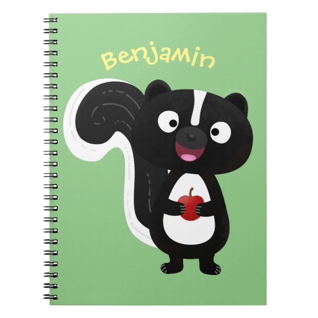 Cute happy skunk cartoon illustration notebook (Front)