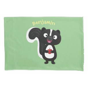 Cute happy skunk cartoon illustration pillowcase