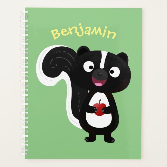 Cute happy skunk cartoon illustration planner (Front)