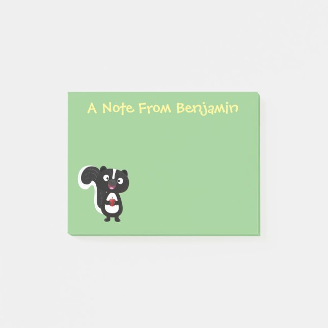 Cute happy skunk cartoon illustration post-it notes (Front)