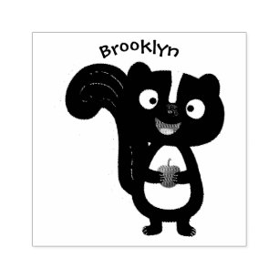 Cute happy skunk cartoon illustration rubber stamp