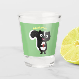Cute happy skunk cartoon illustration shot glass