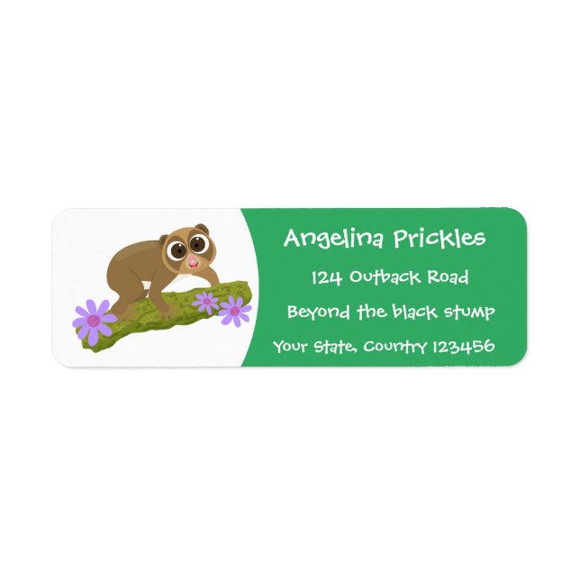 Cute happy slow loris on branch cartoon (Front)