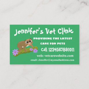 Cute happy slow loris on branch cartoon business card