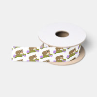 Cute happy slow loris on branch cartoon