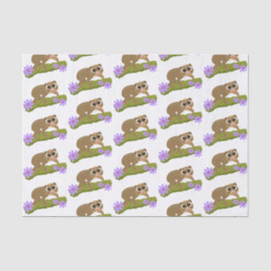 Cute happy slow loris on branch cartoon tissue paper
